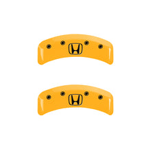 Cargar imagen en el visor de la galería, MGP 4 Caliper Covers Engraved Front Honda Engraved Rear H Logo Yellow finish black ch