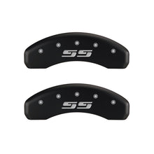 Charger l&#39;image dans la galerie, MGP 4 Caliper Covers Engraved Front &amp; Rear Silverado style/SS Red finish silver ch