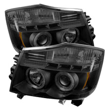 Carica l&#39;immagine nel visualizzatore di Gallery, Spyder Nissan Titan 04-14 Projector Headlights LED Halo LED Blk Smke PRO-YD-NTI04-HL-BSM