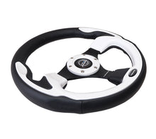 गैलरी व्यूवर में इमेज लोड करें, NRG Reinforced Steering Wheel (320mm) Blk w/White Trim &amp; 4mm 3-Spoke