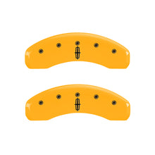 Cargar imagen en el visor de la galería, MGP 4 Caliper Covers Engraved Fr Lincoln Rr Star Logo Yellow Finish Black Char 2003 Lincoln Town Car