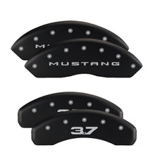 Charger l&#39;image dans la galerie, MGP 4 Caliper Covers Engraved Front 2015/Mustang Engraved Rear 2015/37 Black finish silver ch