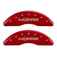 Laden Sie das Bild in den Galerie-Viewer, MGP 4 Caliper Covers Engraved Front &amp; Rear MOPAR Red finish silver ch