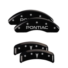 Cargar imagen en el visor de la galería, MGP 4 Caliper Covers Engraved Front Pontiac Engraved Rear Arrow Black finish silver ch