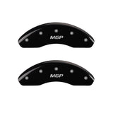 MGP 4 Caliper Covers Engraved Front & Rear MGP Black Finish Silver Char 2019 Chevrolet Bolt EV