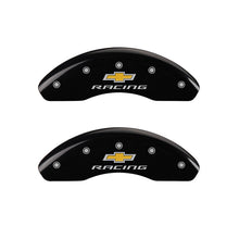 Cargar imagen en el visor de la galería, MGP Front set 2 Caliper Covers Engraved Front Chevy racing Black finish silver ch