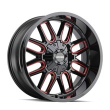 Cargar imagen en el visor de la galería, Mayhem 8107 Cogent 20x9 / 6x135 BP / 0mm Offset / 106mm Hub Black w/ Prism Red Wheel
