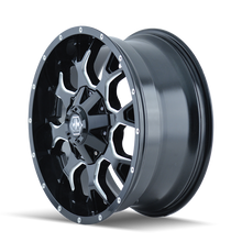 Cargar imagen en el visor de la galería, Mayhem 8015 Warrior 17x9 / 8x165.1 BP / -12mm Offset / 130.8mm Hub Black w/ Milled Spokes Wheel