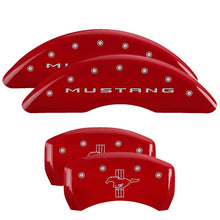 Charger l&#39;image dans la galerie, MGP 4 Caliper Covers Engraved Front 2015/Mustang Engraved Rear 2015/Bar &amp; Pony Red finish silver ch