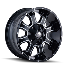 Mayhem 8103 Fierce 18x9 / 8x165.1 BP / -12mm Offset / 130.8mm Hub Black w/ Milled Spokes Wheel