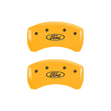 Laden Sie das Bild in den Galerie-Viewer, MGP 4 Caliper Covers Engraved Front &amp; Rear Oval logo/Ford Yellow finish black ch