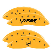 Cargar imagen en el visor de la galería, MGP 4 Caliper Covers Engraved Front Viper Rear Snake Yellow Finish Black Char 2002 Dodge Viper