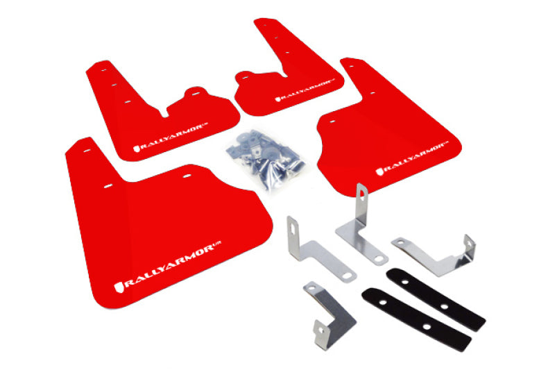 Rally Armor 12-16 Subaru Impreza 5dr Hatch/4dr Sedan UR Red Mud Flap w/ White Logo - 2to4wheels