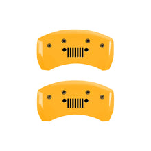 Cargar imagen en el visor de la galería, MGP 4 Caliper Covers Engraved Front JEEP Engraved Rear JEEP Grill logo Yellow finish black ch