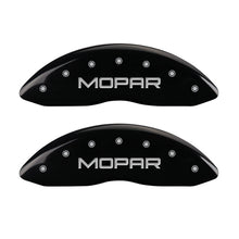 Cargar imagen en el visor de la galería, MGP Front set 2 Caliper Covers Engraved Front MOPAR Black finish silver ch