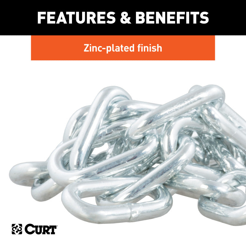 Curt 27in Safety Chain w/1 Snap Hook (5000lbs Clear Zinc)