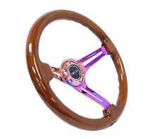 गैलरी व्यूवर में इमेज लोड करें, NRG Reinforced Steering Wheel (350mm / 3in. Deep) Brown Wood w/Blk Matte Spoke/Neochrome Center Mark