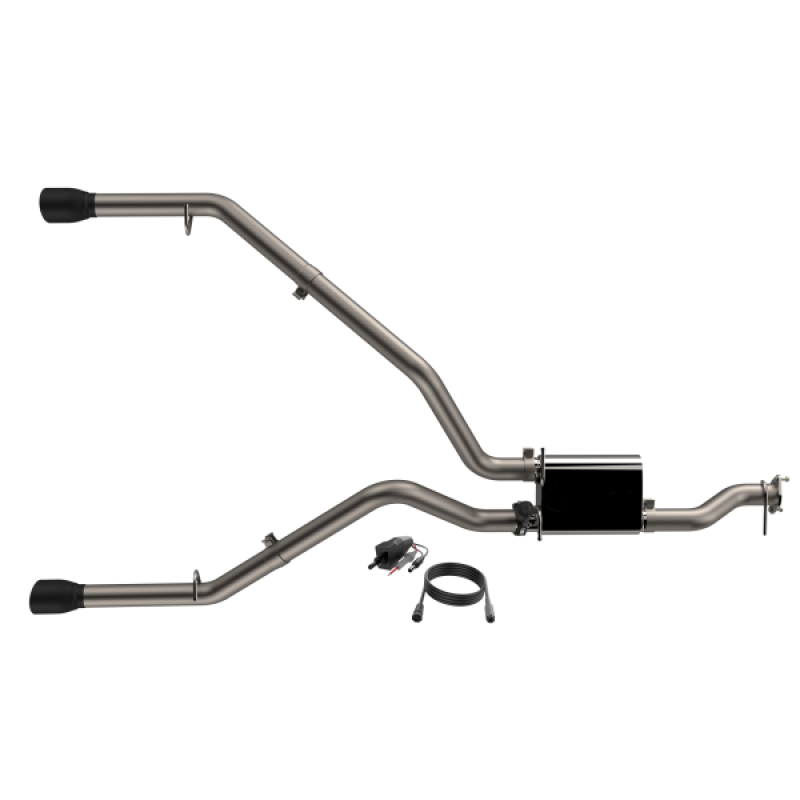 QTP 19-20 Ram 1500 304SS Screamer Cat-Back Exhaust Rear Split Exit w/4.5in Black Tips - 2to4wheels