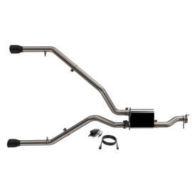 QTP 19-20 Ram 1500 304SS Screamer Cat-Back Exhaust Rear Split Exit w/4.5in Black Tips - 2to4wheels