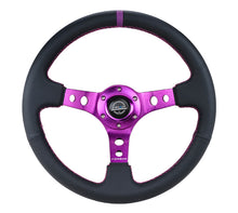गैलरी व्यूवर में इमेज लोड करें, NRG Reinforced Steering Wheel (350mm / 3in. Deep) Black Leather w/Purple Center &amp; Purple Stitching