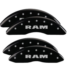 Charger l&#39;image dans la galerie, MGP 4 Caliper Covers Engraved Front &amp; Rear RAM Black finish silver ch