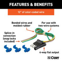 Load image into Gallery viewer, Curt 4-Way Flat Connector Plug w/12in Wires and Hardware (Trailer Side Packaged)