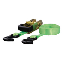 Laden Sie das Bild in den Galerie-Viewer, Curt 16ft Lime Green Cargo Strap w/S-Hooks (1100lbs)
