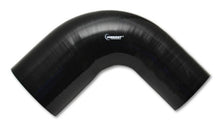 Laden Sie das Bild in den Galerie-Viewer, Vibrant 3in ID x 3.5in ID x 4in Long Gloss Black Silicone 90 Degree Transition Elbow