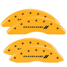 Carica l&#39;immagine nel visualizzatore di Gallery, MGP 4 Caliper Covers Engraved F &amp; R Stripes/Dodge Yellow Finish Black Char 2010 Dodge Ram 3500