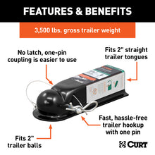 Carica l&#39;immagine nel visualizzatore di Gallery, Curt QuickPin No-Latch 2in Trailer Coupler (2in Channel, 3,500 lbs)