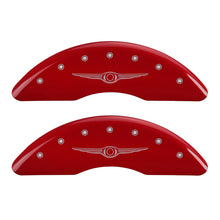 Laden Sie das Bild in den Galerie-Viewer, MGP 4 Caliper Covers Engraved Front &amp; Rear Style 1/Chrysler Wing Red finish silver ch