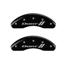 Charger l&#39;image dans la galerie, MGP 4 Caliper Covers Engraved Front &amp; Rear With stripes/Dart Black finish silver ch