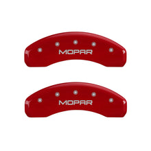 Laden Sie das Bild in den Galerie-Viewer, MGP 4 Caliper Covers Engraved Front &amp; Rear MOPAR Red finish silver ch