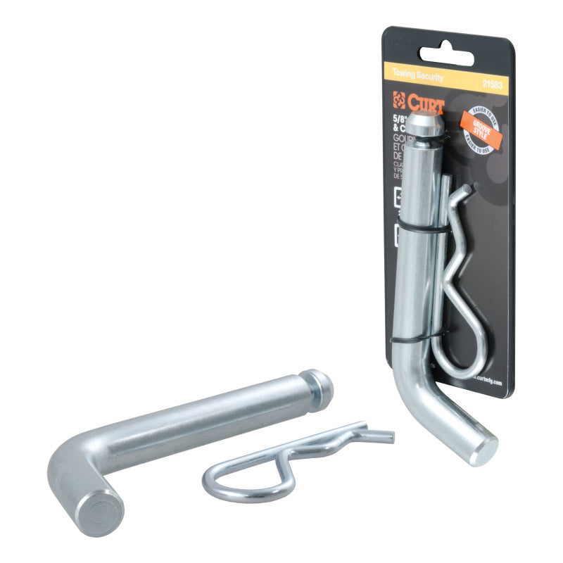 Curt 5/8in Hitch Pin w/Groove (2in or 2-1/2in Receiver Zinc Packaged)