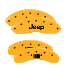 Charger l&#39;image dans la galerie, MGP 4 Caliper Covers Engraved Front JEEP Engraved Rear JEEP Grill logo Yellow finish black ch