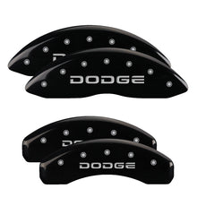 Charger l&#39;image dans la galerie, MGP 4 Caliper Covers Engraved Front &amp; Rear Broken D/Dodge Black finish silver ch
