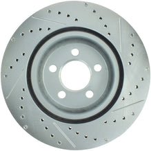 Laden Sie das Bild in den Galerie-Viewer, StopTech Select Sport 10-14 Dodge Challenger Drilled and Slotted Front Right Brake Rotor