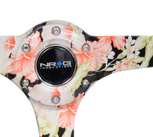 Carica l&#39;immagine nel visualizzatore di Gallery, NRG Reinforced Steering Wheel (350mm / 3in. Deep) Blk Suede Floral Dipped w/ Blk Baseball Stitch