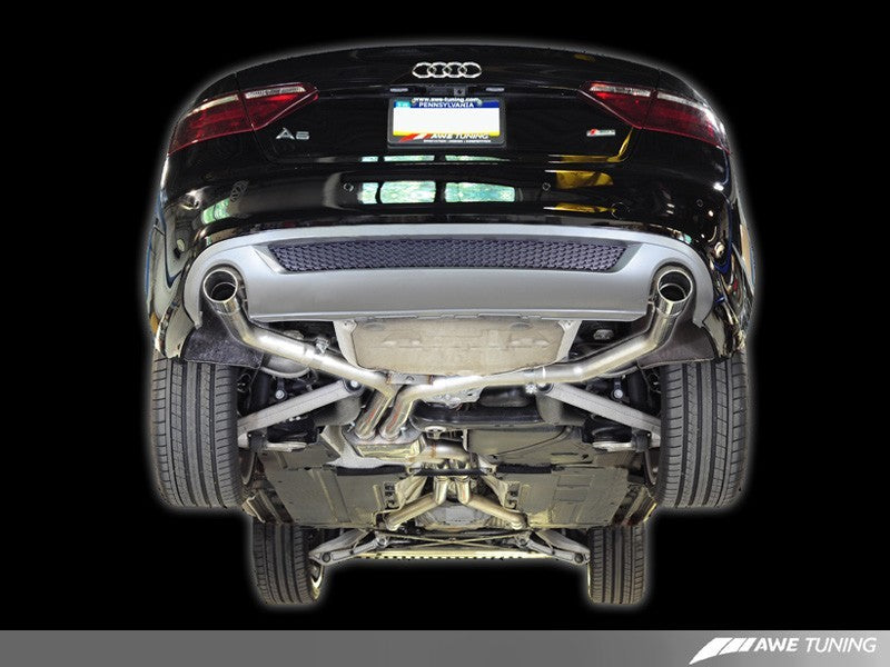 AWE Tuning Audi B8 A5 3.2L Track Edition Exhaust System - Dual 3.5in Polished Silver Tips
