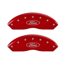 गैलरी व्यूवर में इमेज लोड करें, MGP Front set 2 Caliper Covers Engraved Front Oval logo/Ford Red finish silver ch
