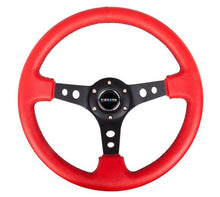 गैलरी व्यूवर में इमेज लोड करें, NRG Reinforced Steering Wheel (350mm / 3in. Deep) Red Leather/Blk Stitch w/Blk Spokes (Hole Cutouts)
