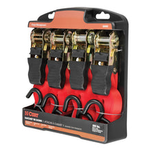 Laden Sie das Bild in den Galerie-Viewer, Curt 16ft Red Cargo Straps w/S-Hooks (500lbs 4-Pack)