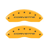 MGP 4 Caliper Covers Engraved Front C5/Corvette Engraved Rear C5/Z06 Yellow finish black ch