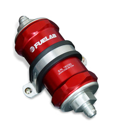 Fuelab 818 In-Line Fuel Filter Standard -6AN In/-10AN Out 100 Micron Stainless - Red