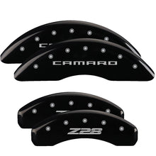 Cargar imagen en el visor de la galería, MGP 4 Caliper Covers Engraved Front Gen 5/Camaro Engraved Rear Gen 5/Z28 Black finish silver ch