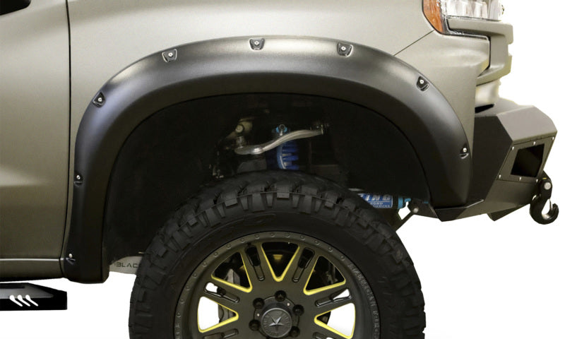 Lund 19-21 GM Silverado/Sierra RX-Flat Textured Elite Series Fender Flares w/Black Bolts - Black 4pc