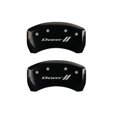 Charger l&#39;image dans la galerie, MGP 4 Caliper Covers Engraved Front &amp; Rear With stripes/Dart Black finish silver ch