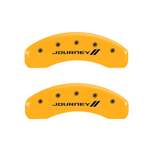 Charger l&#39;image dans la galerie, MGP 4 Caliper Covers Engraved Front &amp; Rear With stripes/Journey Yellow finish black ch