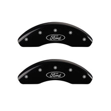 Cargar imagen en el visor de la galería, MGP Front set 2 Caliper Covers Engraved Front Oval logo/Ford Black finish silver ch