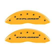 Laden Sie das Bild in den Galerie-Viewer, MGP 4 Caliper Covers Engraved Front &amp; Rear Explorer Yellow finish black ch